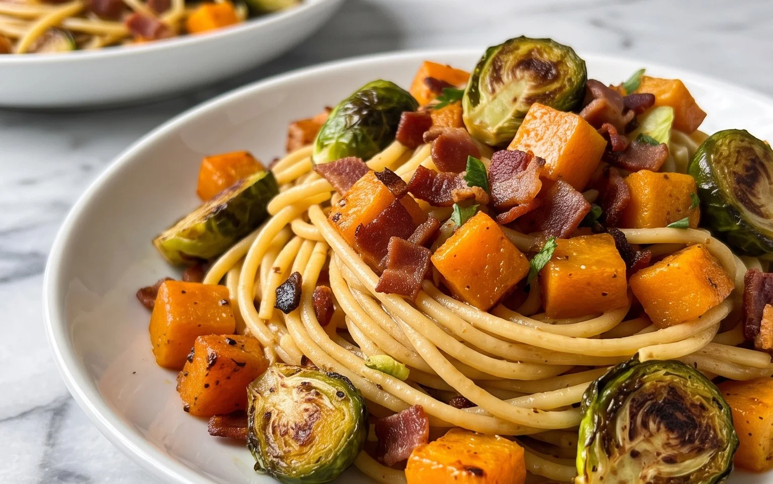 Beef Beef Bacon Brussels Sprouts Butternut Squash Pasta Recipe